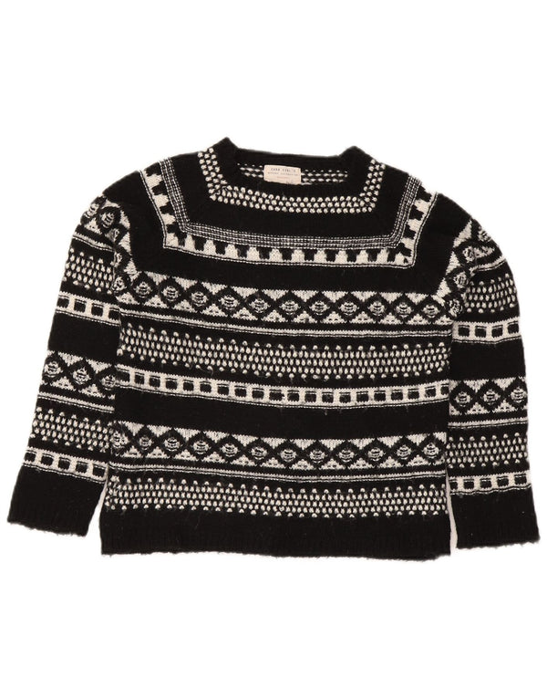 Pulover Zara Fete Gât Barcă 11-12 Ani Black Fair Isle
