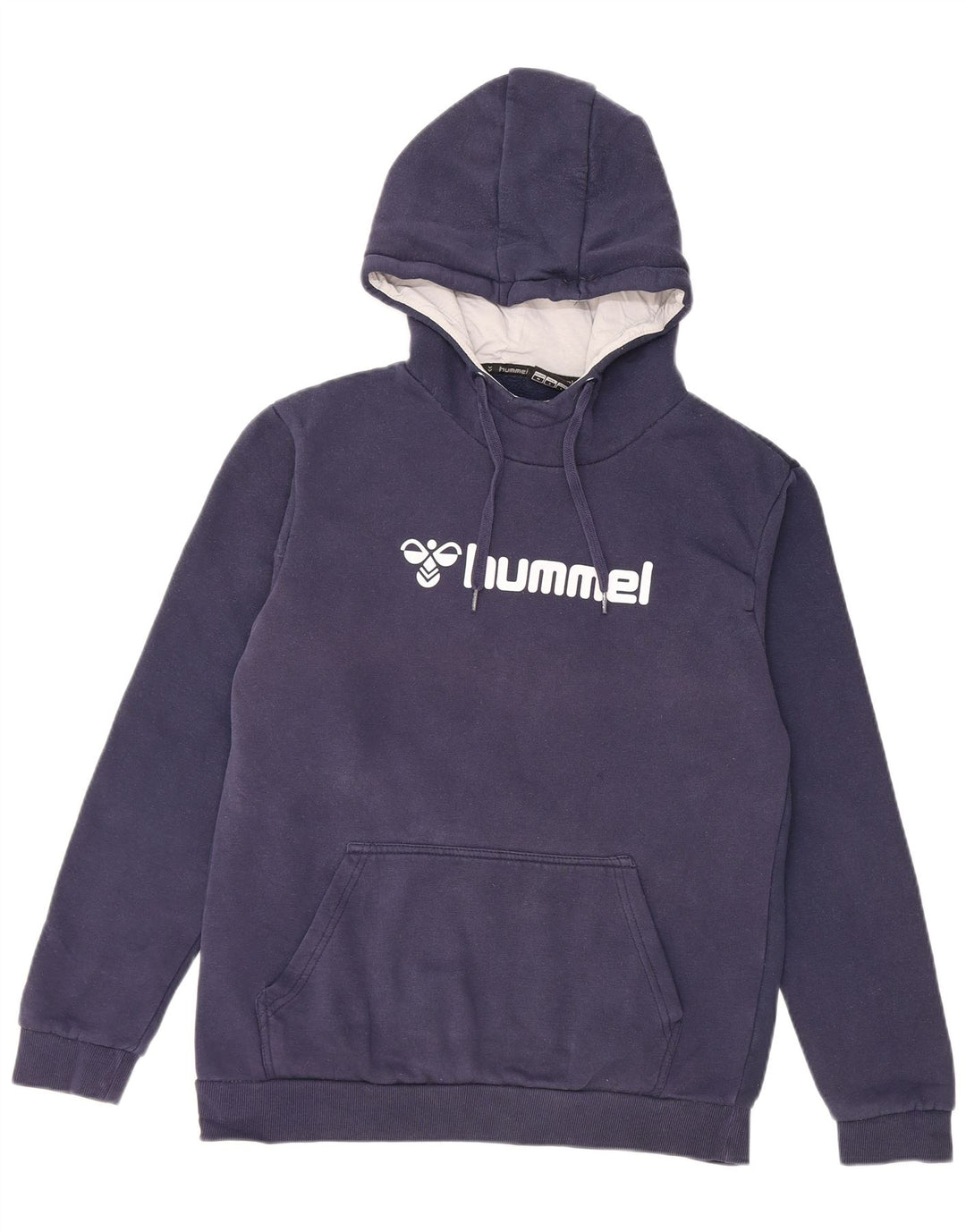 Pulover Hummel pentru bărbați cu capota cu grafică, bumbac, albastru bleumarin mediu