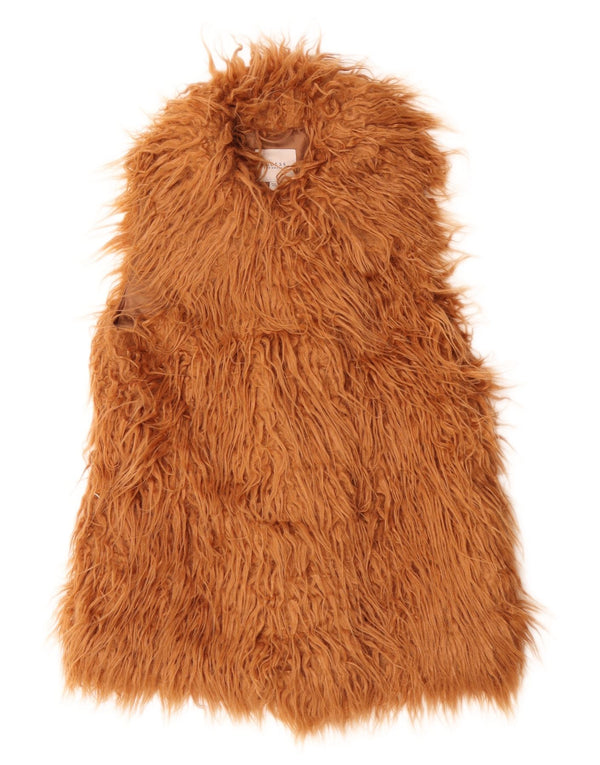 Gilet pentru femei Guess din blană artificială UK 6 XS bej acrilic