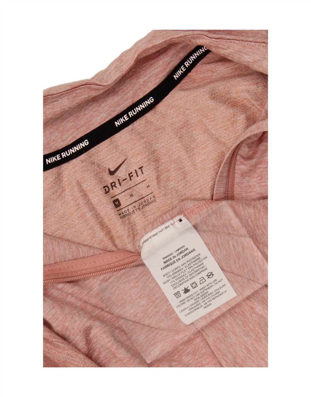 NIKE Womens Dri Fit Pullover Tracksuit Top UK 14 Medium Pink Flecked Vintage Nike and Second-Hand Nike from Messina Hembry 