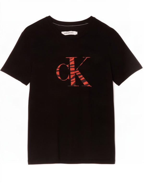 Calvin Klein Jeans Tricou cu grafic pentru femei Top UK 12 Medium Black Bumbac