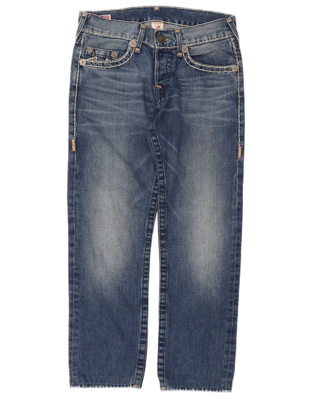 Blugi drepti pentru femei True Religion L31 L28 Bumbac albastru