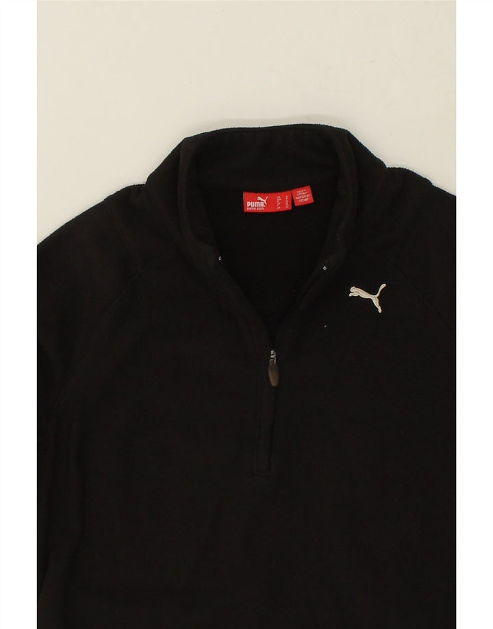 PUMA Womens Zip Neck Fleece Jumper UK 10 Small Black Polyester Vintage Puma and Second-Hand Puma from Messina Hembry 