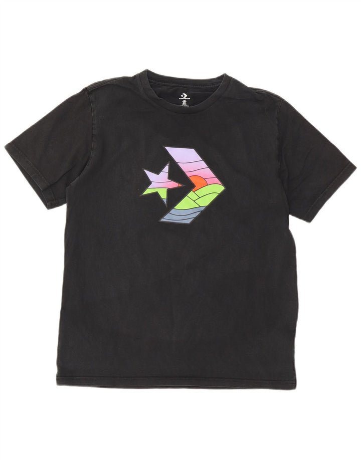 Tricou grafic Converse pentru bărbați Top mare din bumbac negru