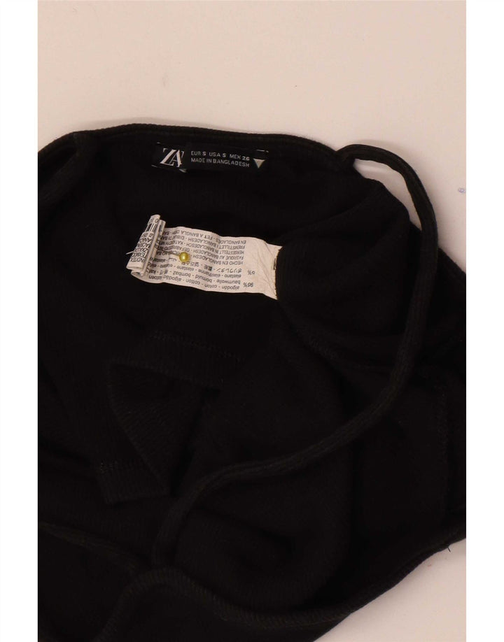 Top cu umeri decupat pentru femei Zara UK 8 mic bumbac negru