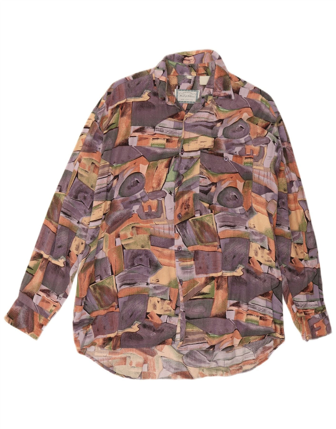 Cămașă Vintage bărbați mare, multicoloră, petice