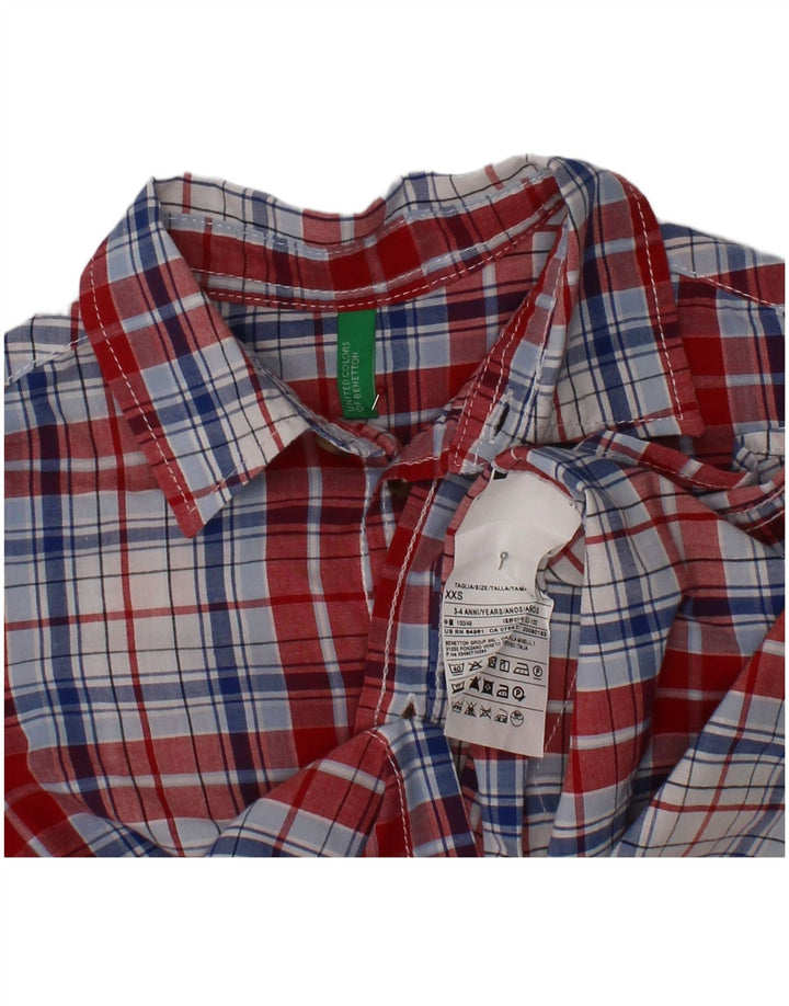 BENETTON Boys Shirt 3-4 Years 2XS Red Check Cotton
