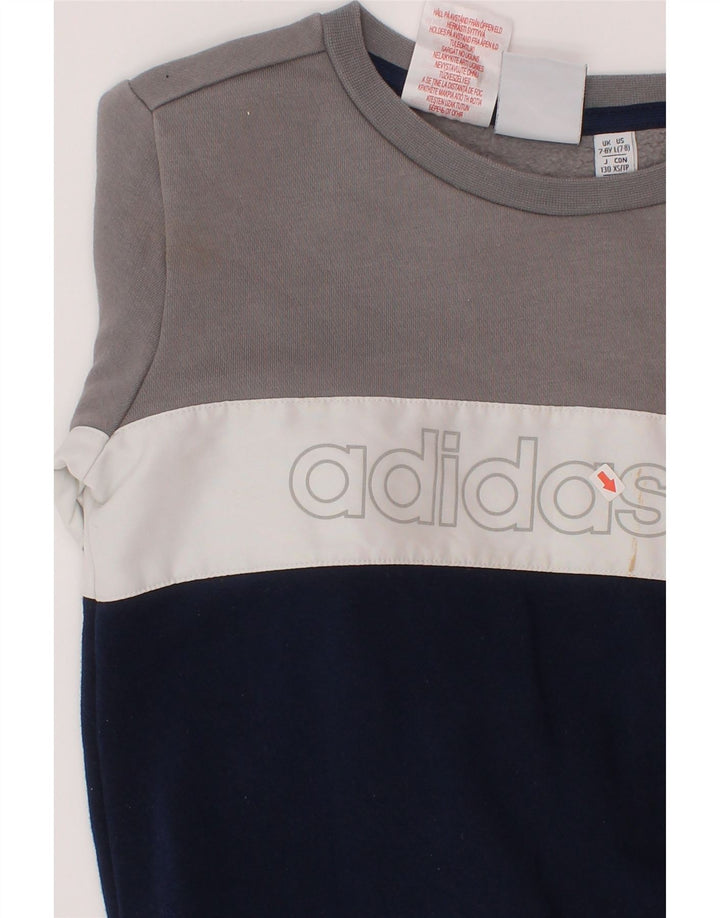 Pulover cu grafică Adidas pentru băieți, 7-8 ani, albastru bleumarin
