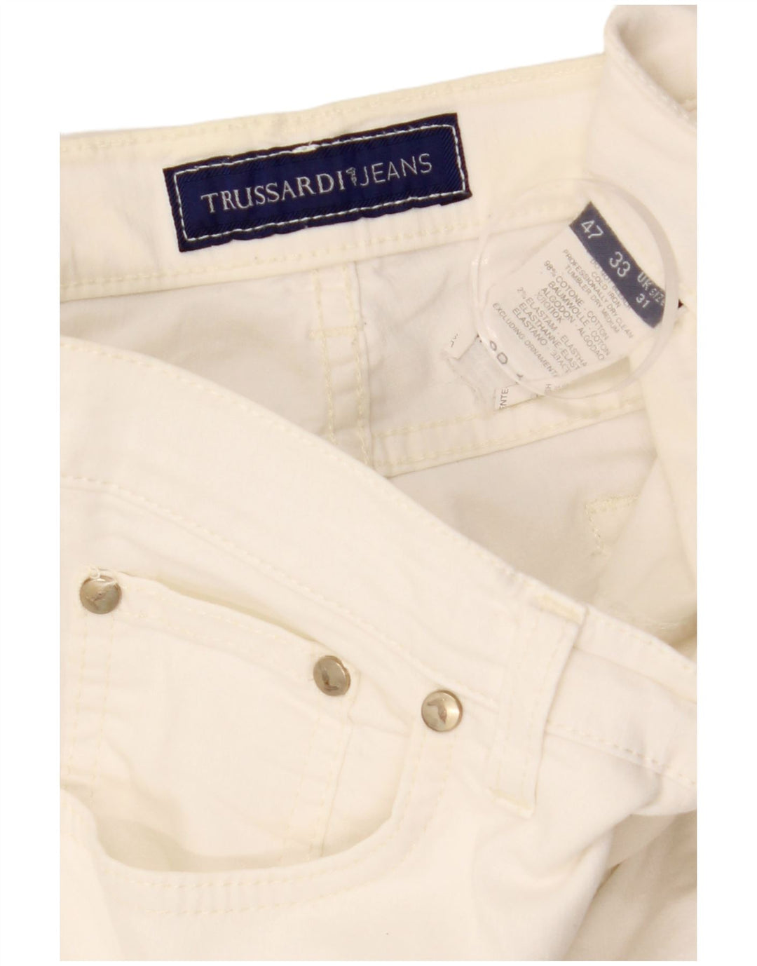 TRUSSARDI Pantaloni casual drepti pentru bărbați IT 47 Small W31 L33 Bumbac alb
