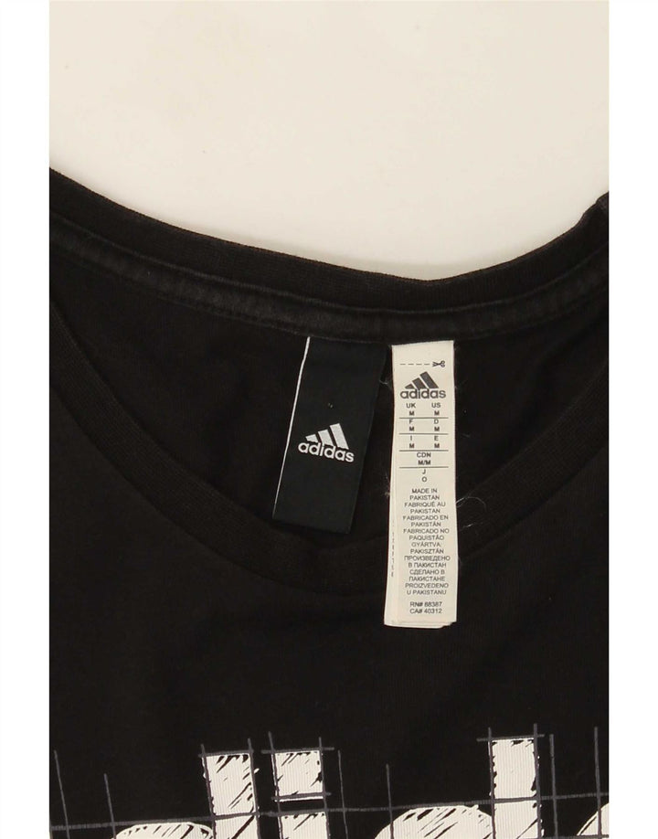 Tricou grafic Adidas pentru bărbați Top mediu negru bumbac