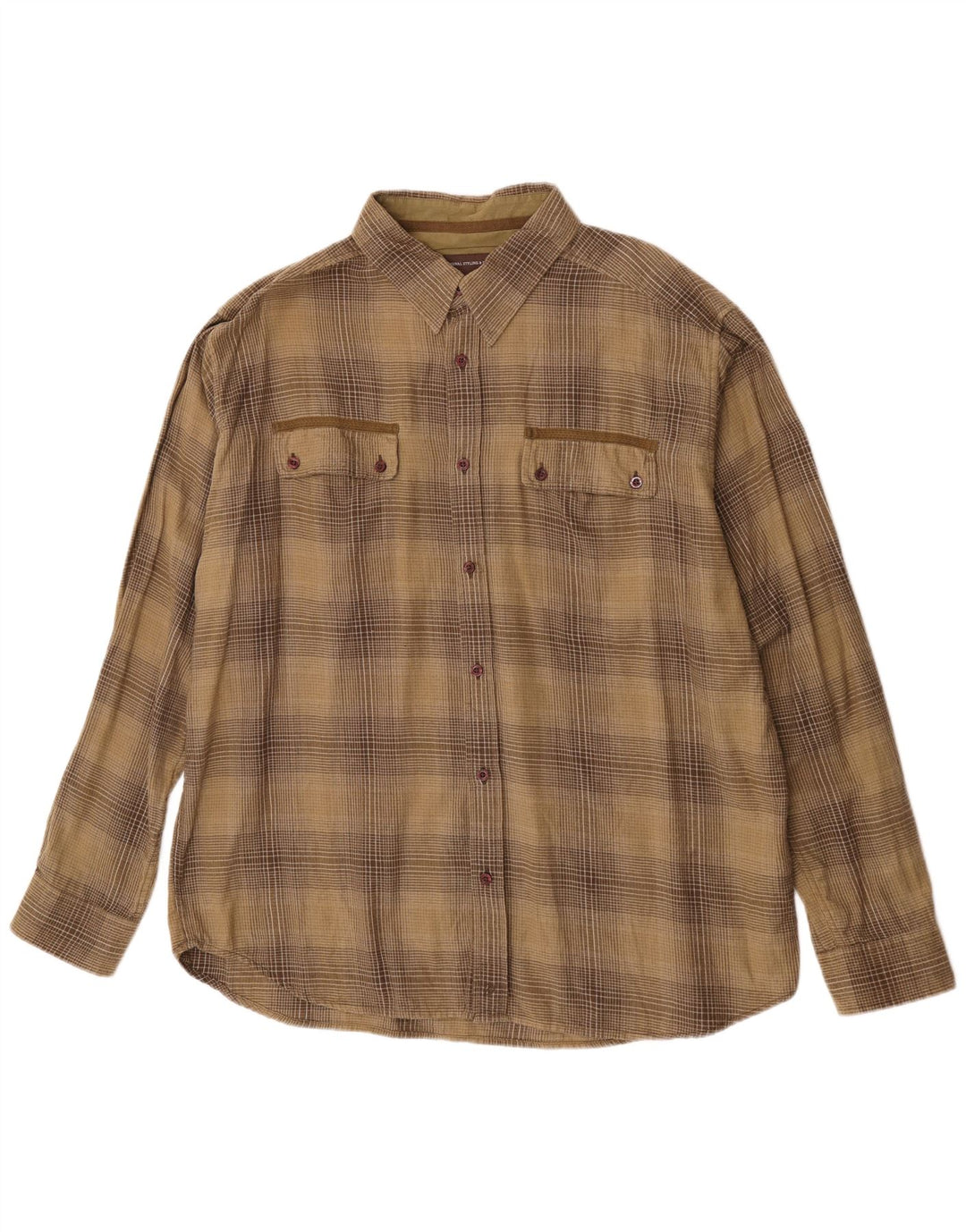 Cămașă de flanel pentru bărbați Wrangler 2XL din bumbac kaki Check