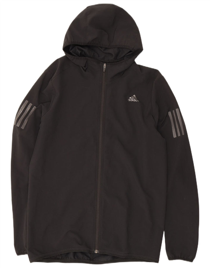 Jachetă de trening pentru bărbați Adidas cu glugă, poliester mediu negru