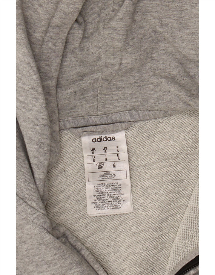 ADIDAS Mens Zip Hoodie Sweater Small Grey Cotton