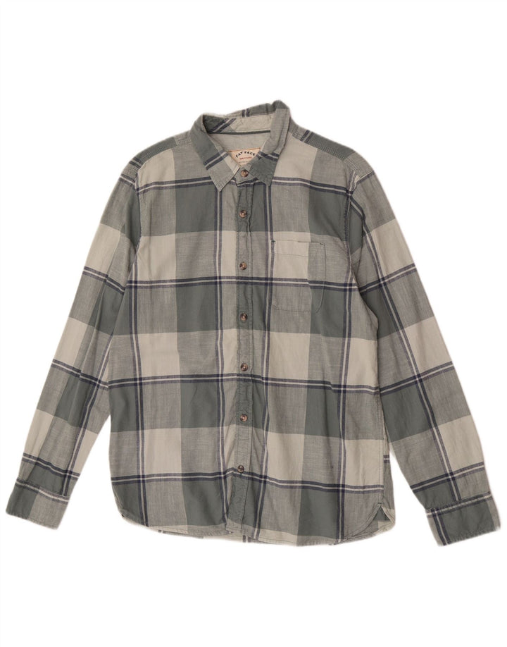 Fat Face Mens Flannel Shirt Large Grey Check Cotton