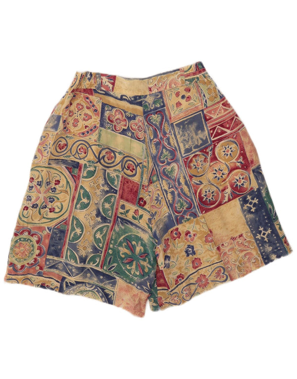 Pantaloni scurti chino vintage pentru femei W28 Medium Multicolor Patchwork Matase