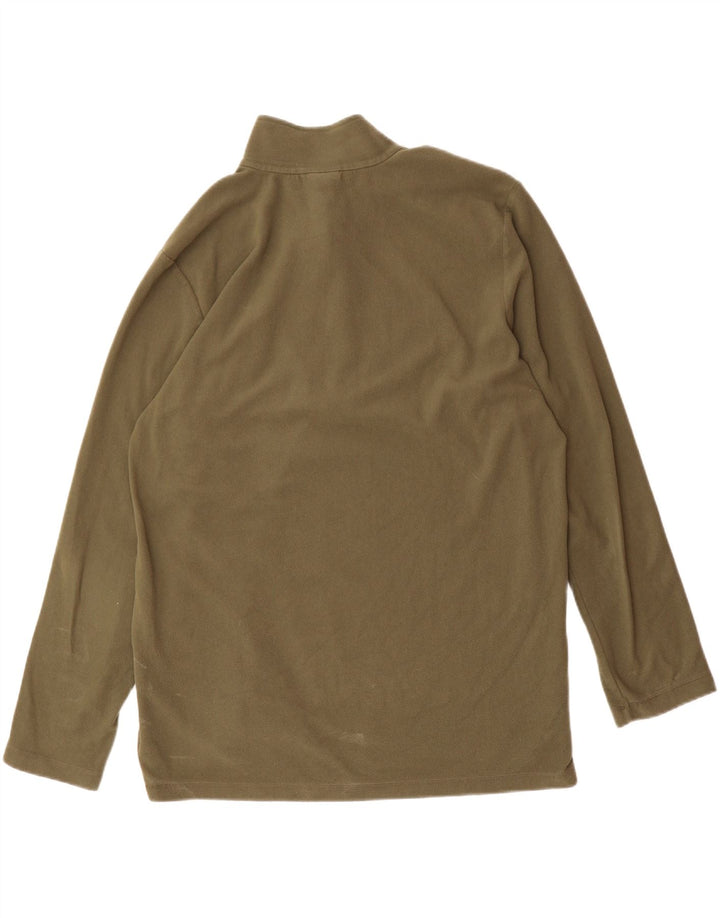 JACK WOLFSKIN Mens Zip Neck Fleece Jumper IT 50 Medium Khaki Vintage Jack Wolfskin and Second-Hand Jack Wolfskin from Messina Hembry 