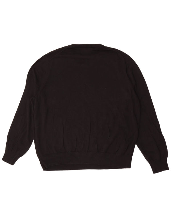 Pulover pentru bărbați Marks & Spencer cu gât crew, bumbac negru 3XL