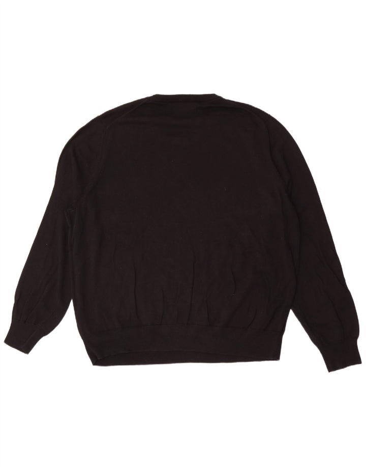 Pulover pentru bărbați Marks & Spencer cu gât crew, bumbac negru 3XL