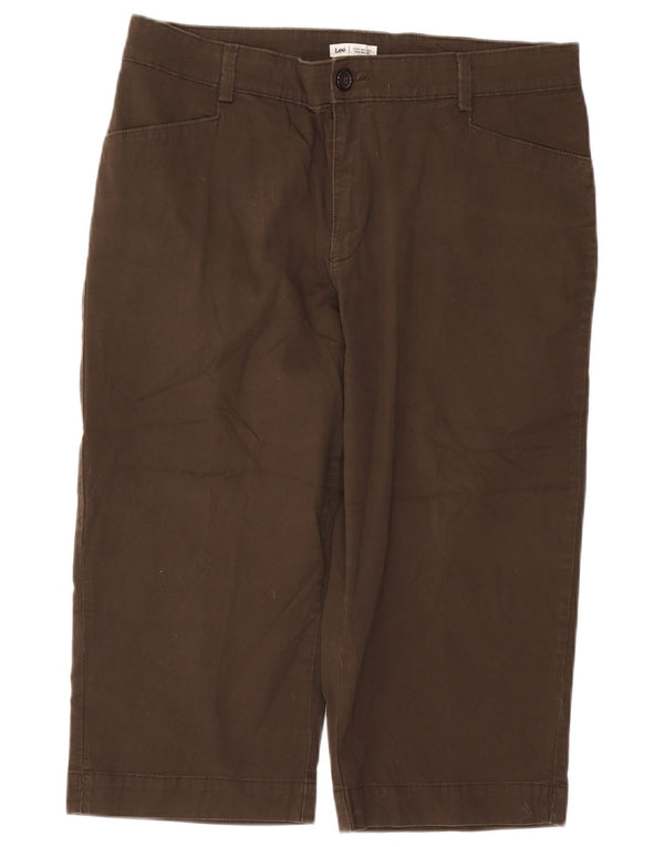 Pantaloni Capri pentru femei cu talie înaltă Lee US 16 2XL W38 L19 Kaki Bumbac
