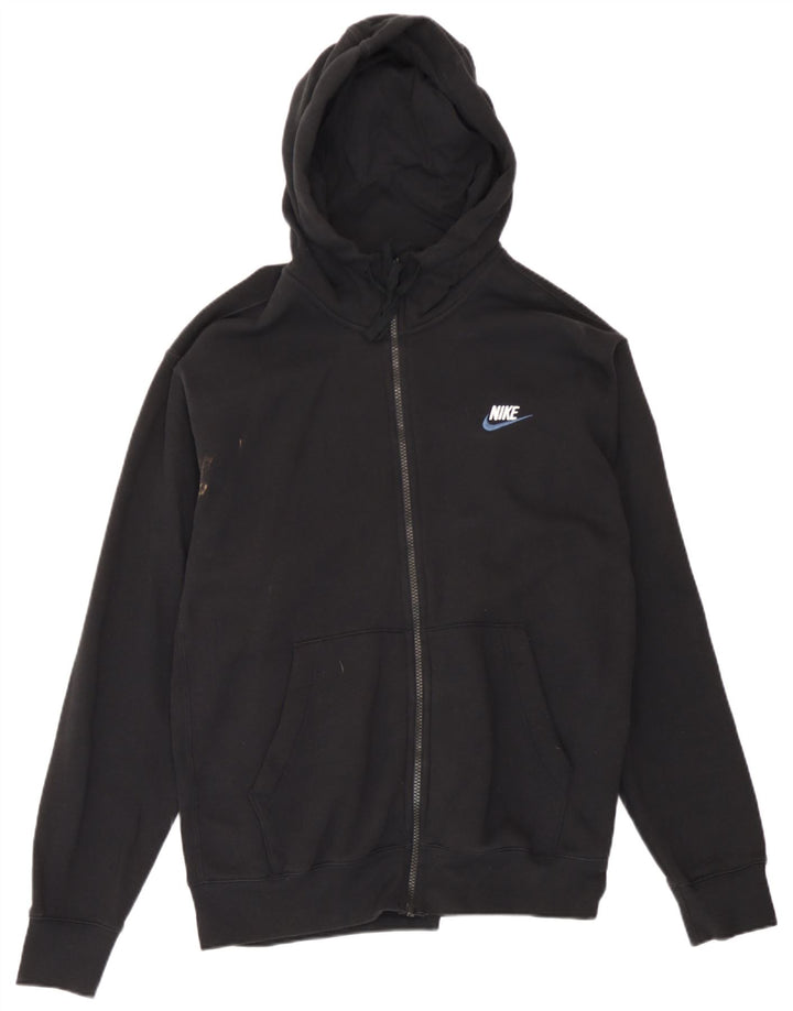 Pulover Nike pentru bărbați, cu fermoar, bumbac mediu negru
