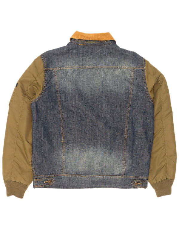 Jachetă de aviator Alcott pentru bărbați, din denim, UK 40, mare, albastru, color block, bumbac