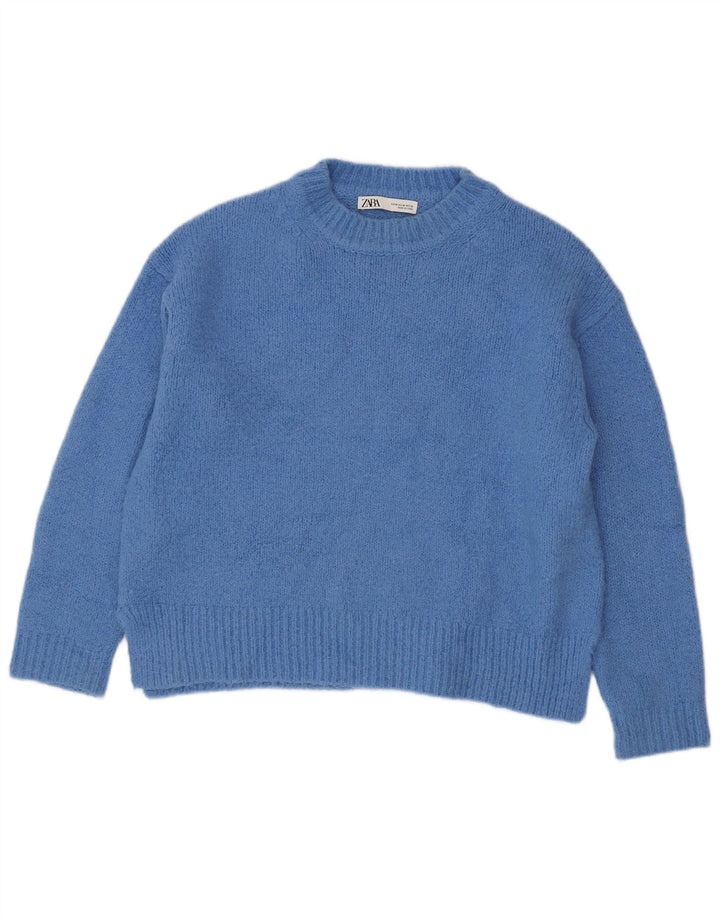 Pulover supradimensionat pentru femei Zara, cu gâtul turn, UK 14, albastru mediu acrilic