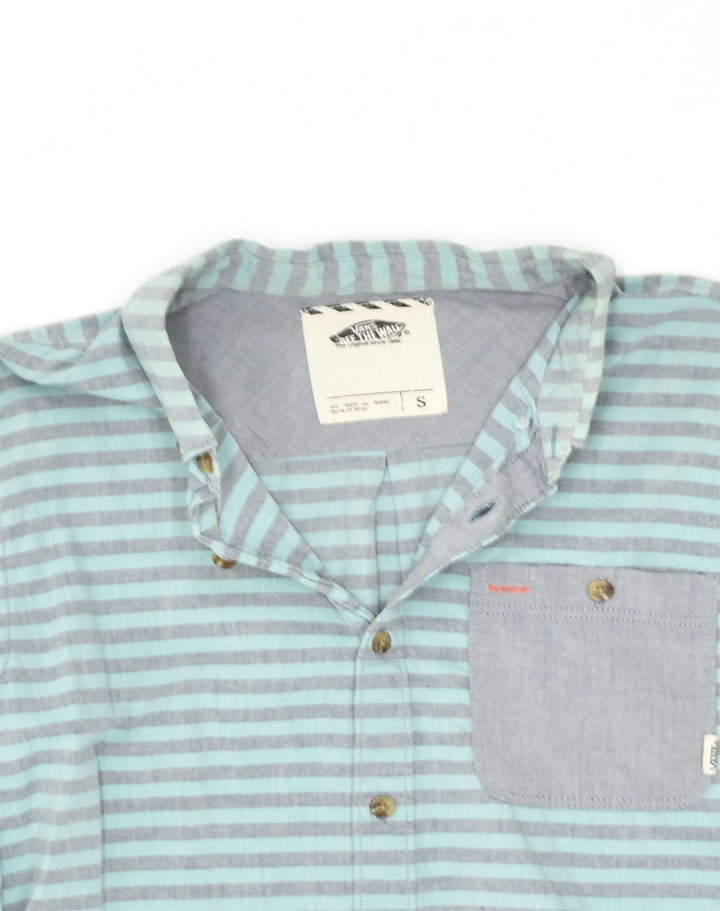 VANS Mens Shirt Small Blue Striped Cotton | Vintage Vans | Thrift | Second-Hand Vans | Used Clothing | Messina Hembry 