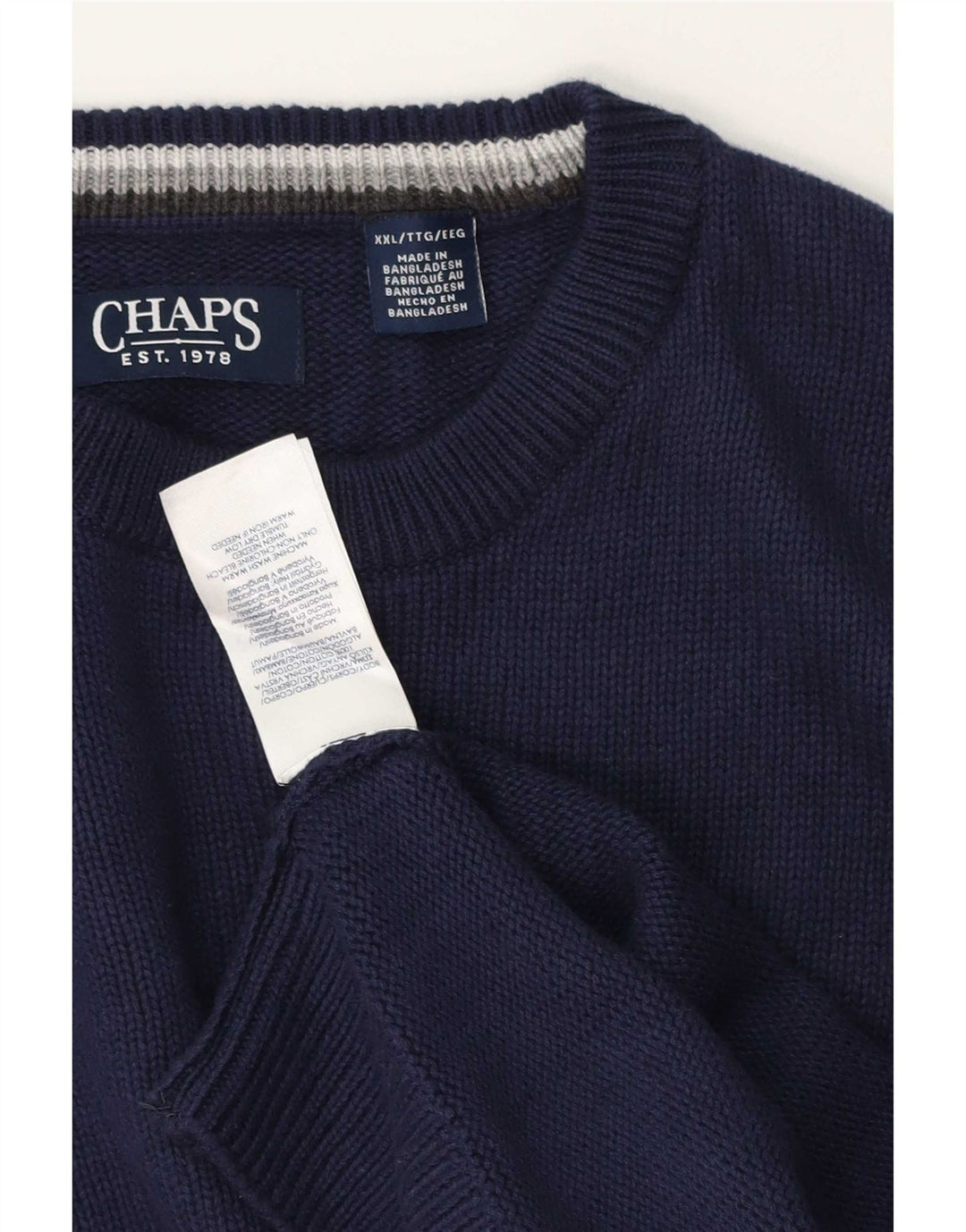 Pulover Chaps pentru bărbați, cu croială normală, cu decolteu, 2XL, bleumarin, clasic