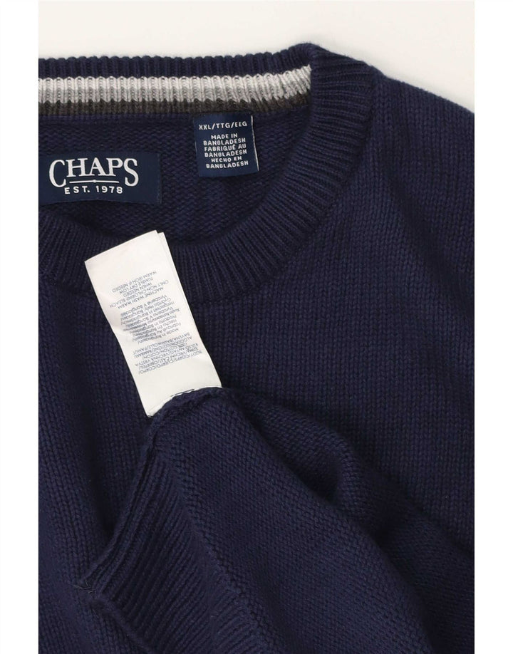 Pulover Chaps pentru bărbați, cu croială normală, cu decolteu, 2XL, bleumarin, clasic