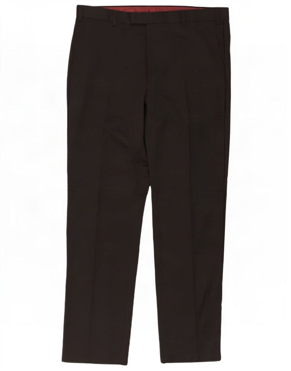 Pantaloni de costum obișnuiți pentru bărbați Marks & Spencer L38 L31 Poliester negru