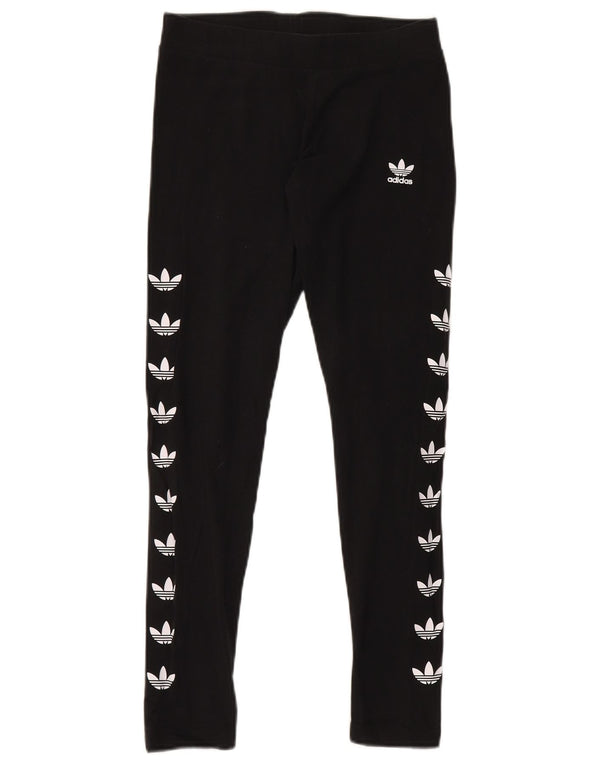 Leggings grafic Adidas pentru femei UK 12, bumbac mediu negru
