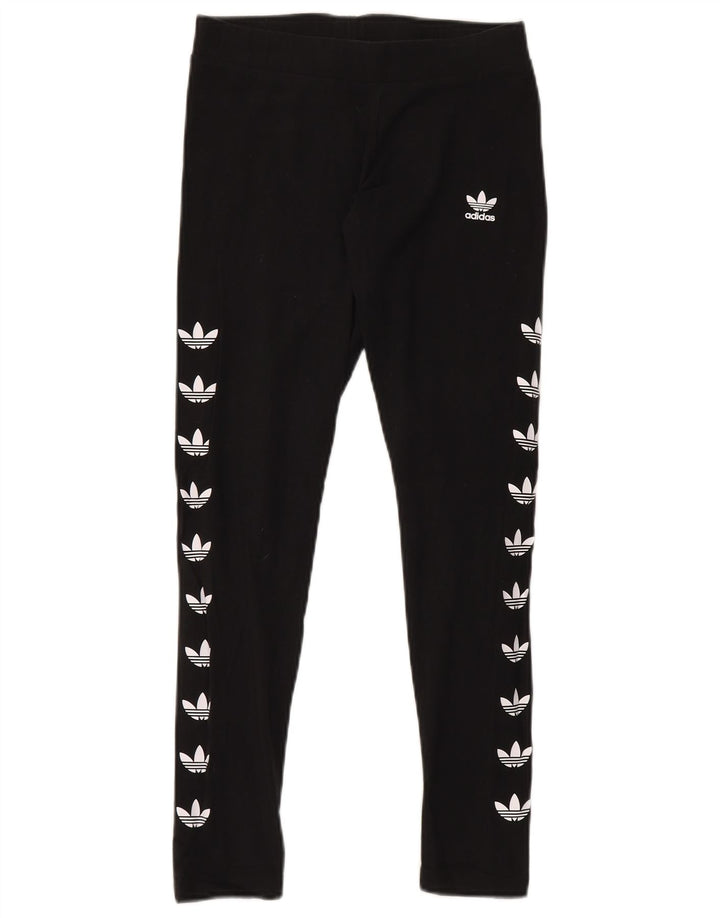 Leggings grafic Adidas pentru femei UK 12, bumbac mediu negru