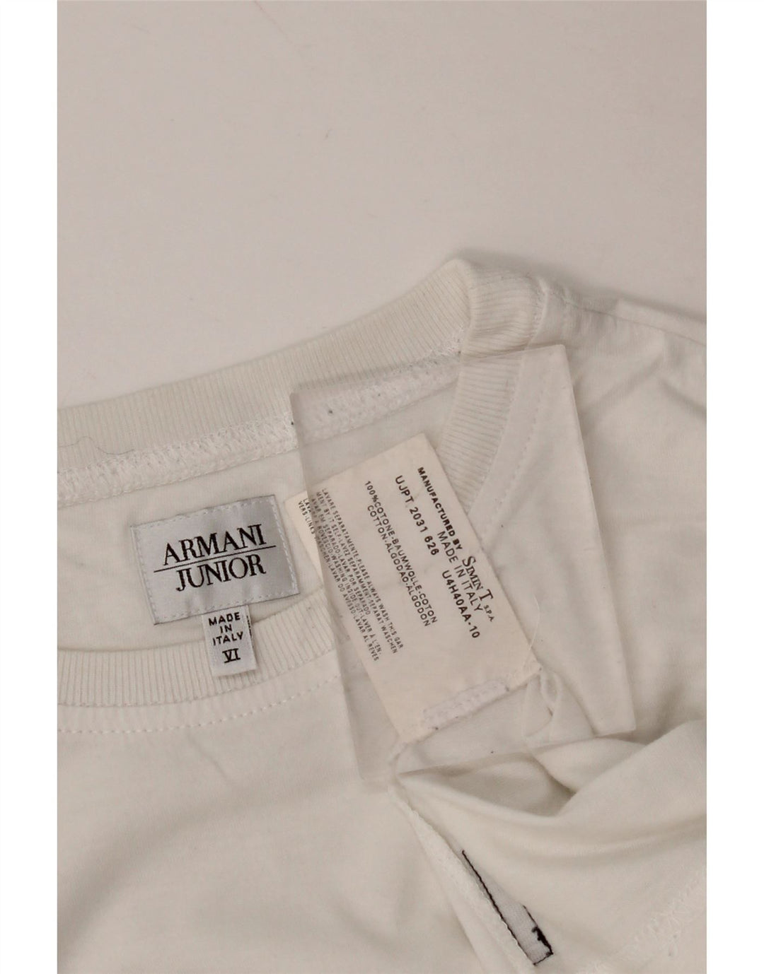 ARMANI JUNIOR Tricou Grafic Băieți Top 11-12 Ani Bumbac Alb