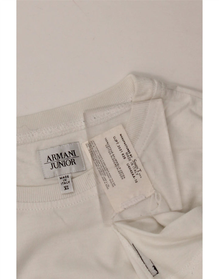 ARMANI JUNIOR Tricou Grafic Băieți Top 11-12 Ani Bumbac Alb