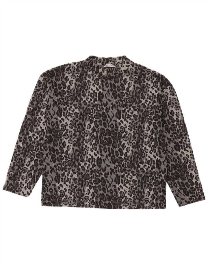 Top pentru femei Marks & Spencer cu mânecă lungă UK 10 mic gri Animal Print
