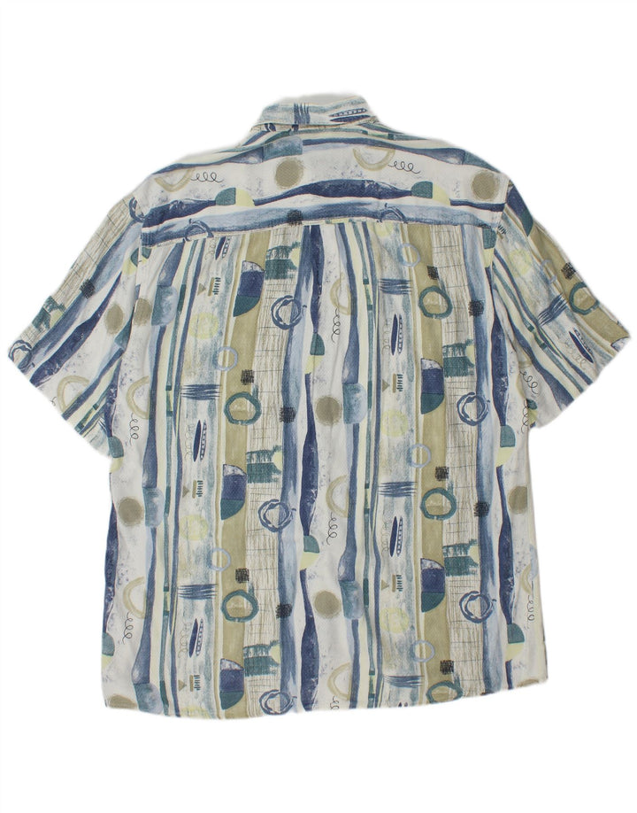 Cămașă pentru bărbați VINTAGE cu paragate cu model abstract Mărimea 41, mare, albastru