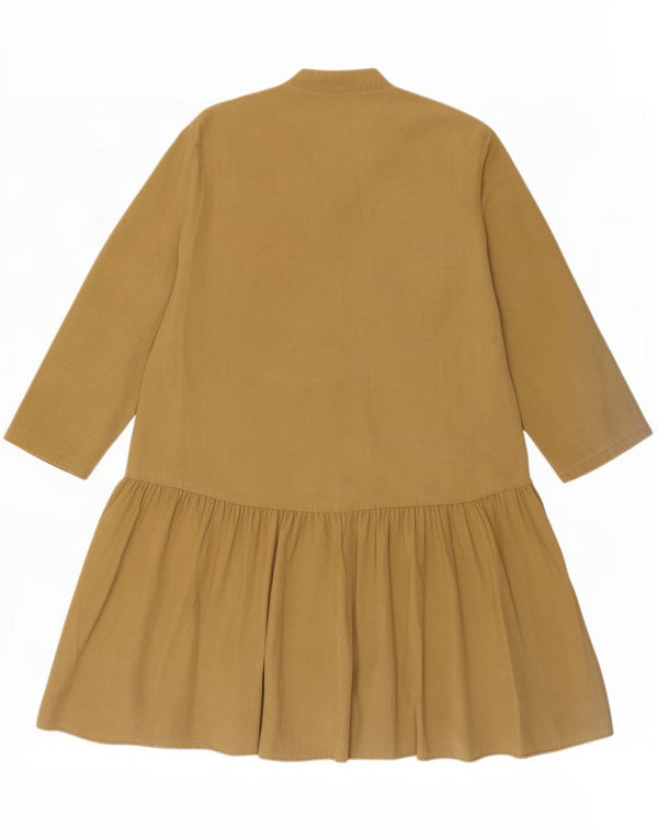 Rochie cămașă pentru femei Zara cu mâneci 3/4 UK 14 Medium Kaki Lyocell