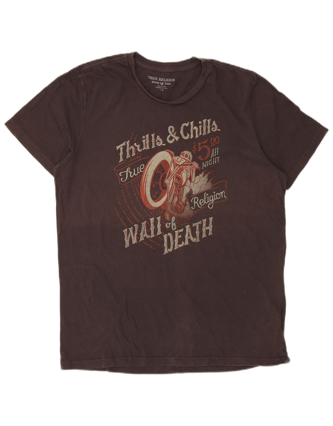 True Religion Tricou grafic pentru bărbați Top mare bumbac gri