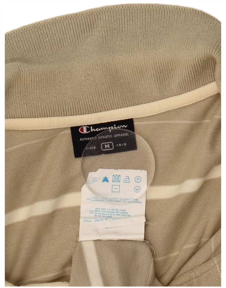 Tricou polo Champion pentru bărbați, bumbac cu dungi, bej mediu