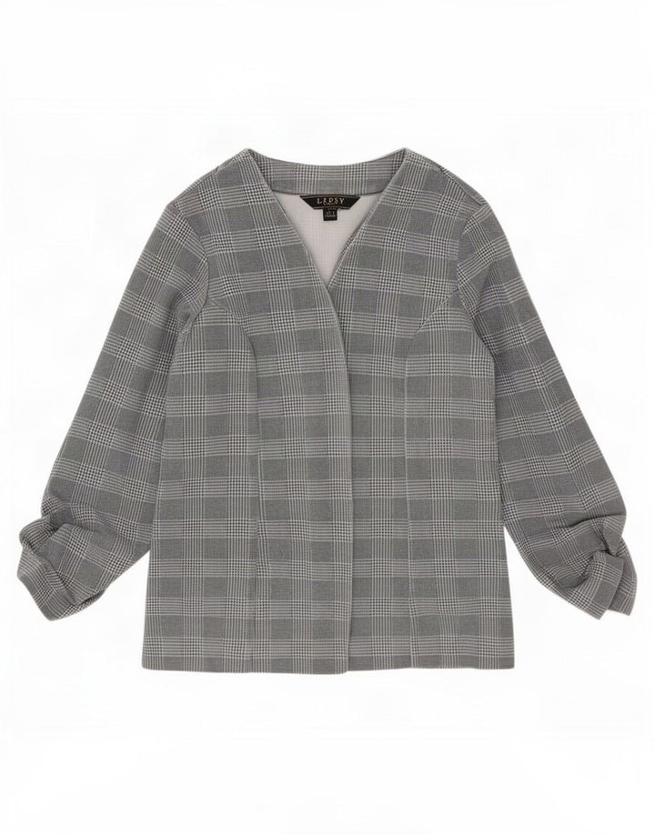 Top cardigan deschis pentru femei Lipsy UK 12 Poliester cu carouri gri mediu