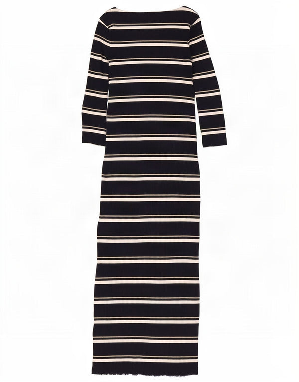 Massimo Dutti Rochie Jumper Maxi pentru Femei cu mâneci 3/4 Marea Britanie 8 Mici Neagră în dungi