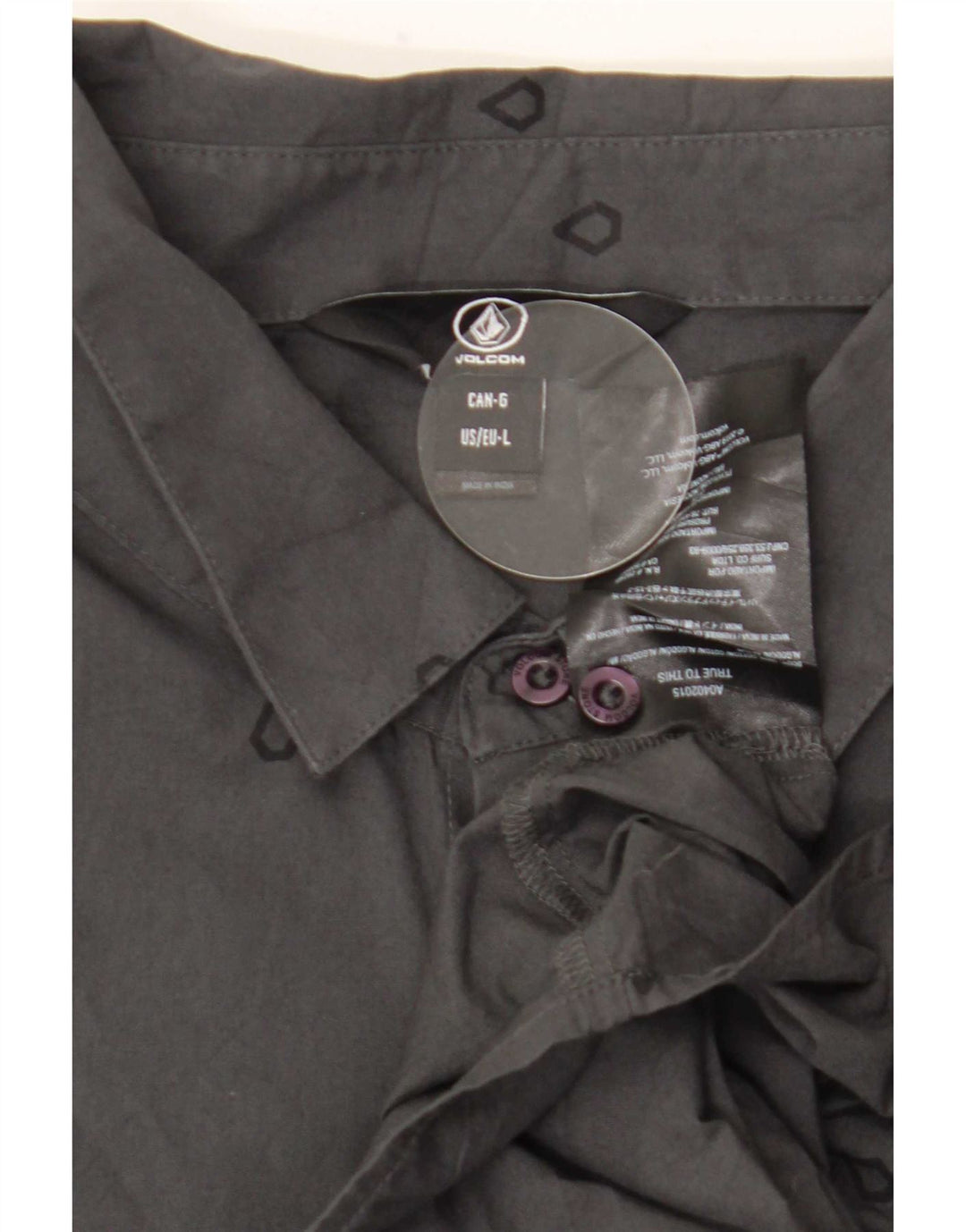 Cămașă cu mânecă scurtă pentru bărbați Volcom, gri mare, geometrică, din bumbac
