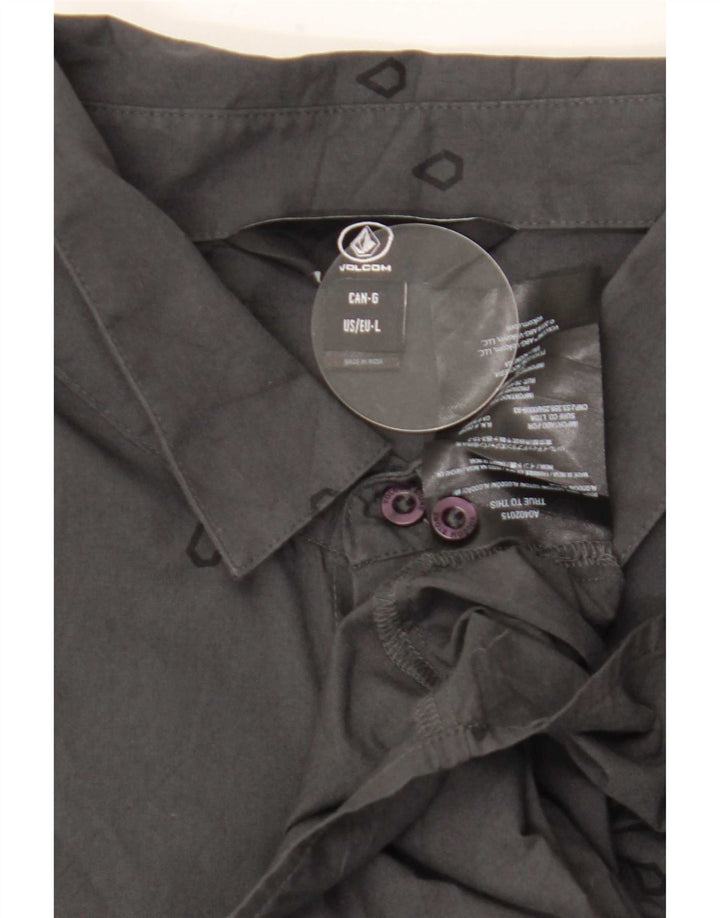 Cămașă cu mânecă scurtă pentru bărbați Volcom, gri mare, geometrică, din bumbac