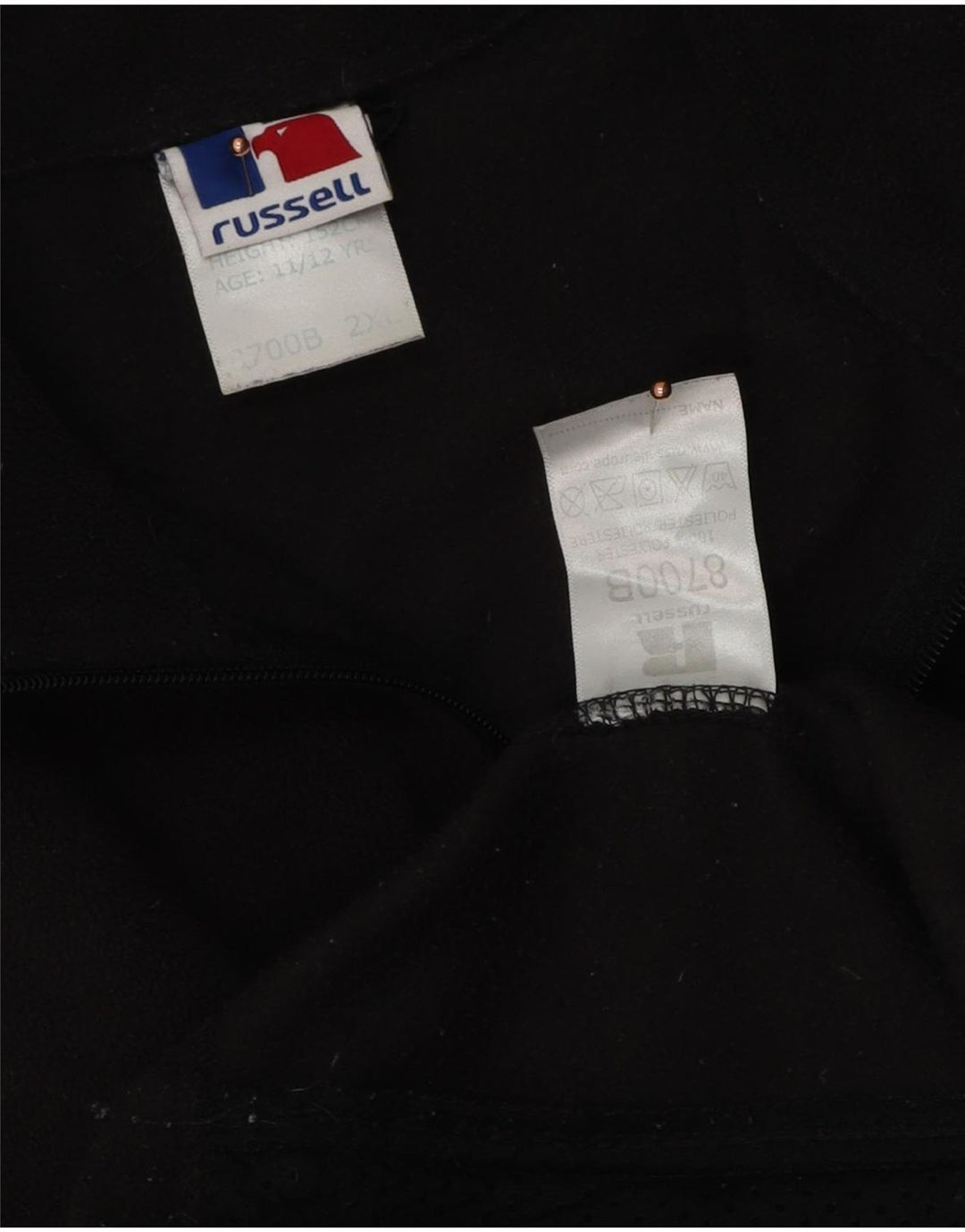 Jachetă fleece Russell Athletic pentru băieți 11-12 ani 2XL poliester negru