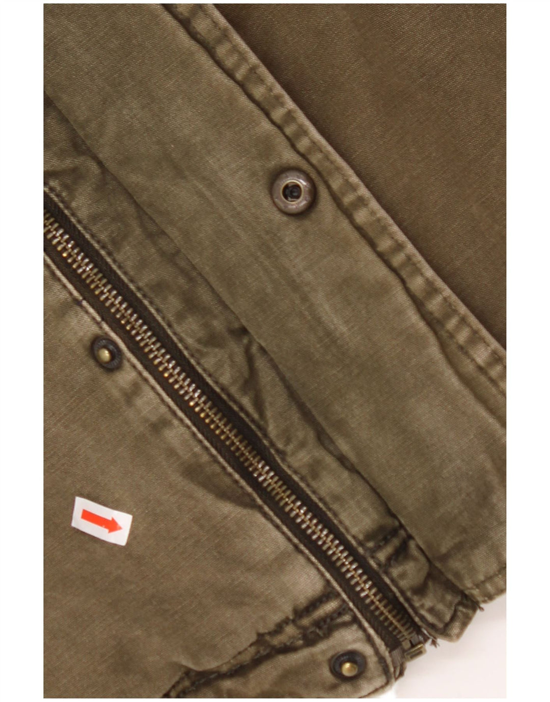 Jachetă Sherpa din denim cu glugă militară pentru bărbați LEVI'S UK 42 XL bumbac kaki