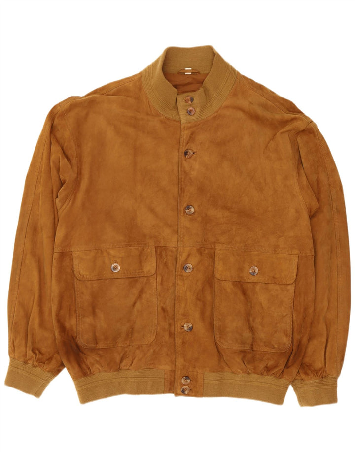 Bomber vintage pentru bărbați din piele intoarsa IT 58 4XL maro piele retro