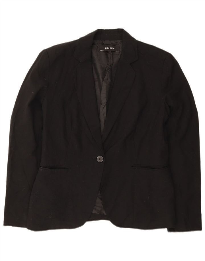 Blazer pentru femei Zara cu 1 nasture EU 40 Poliester mediu negru