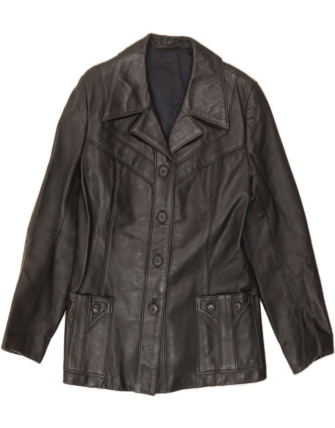 VINTAGE Womens Leather Jacket IT 42 Medium Black Leather Vintage Vintage and Second-Hand Vintage from Messina Hembry 