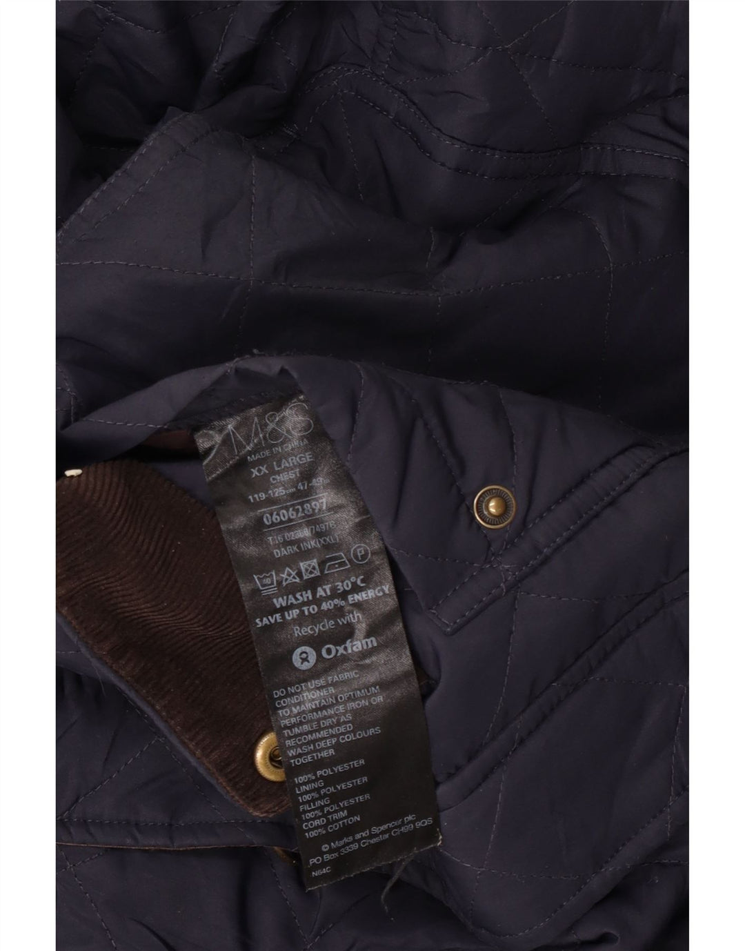 Jachetă matlasată pentru bărbați Marks & Spencer UK 44 2XL poliester bleumarin
