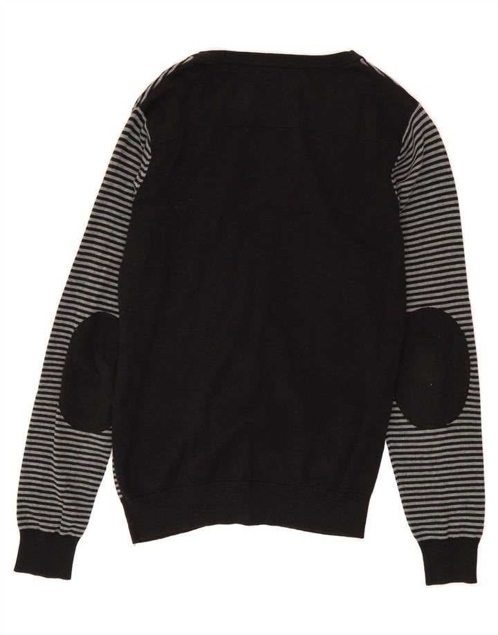 JACK & JONES Mens Cardigan Sweater Medium Grey Striped Cotton Vintage Jack & Jones and Second-Hand Jack & Jones from Messina Hembry 